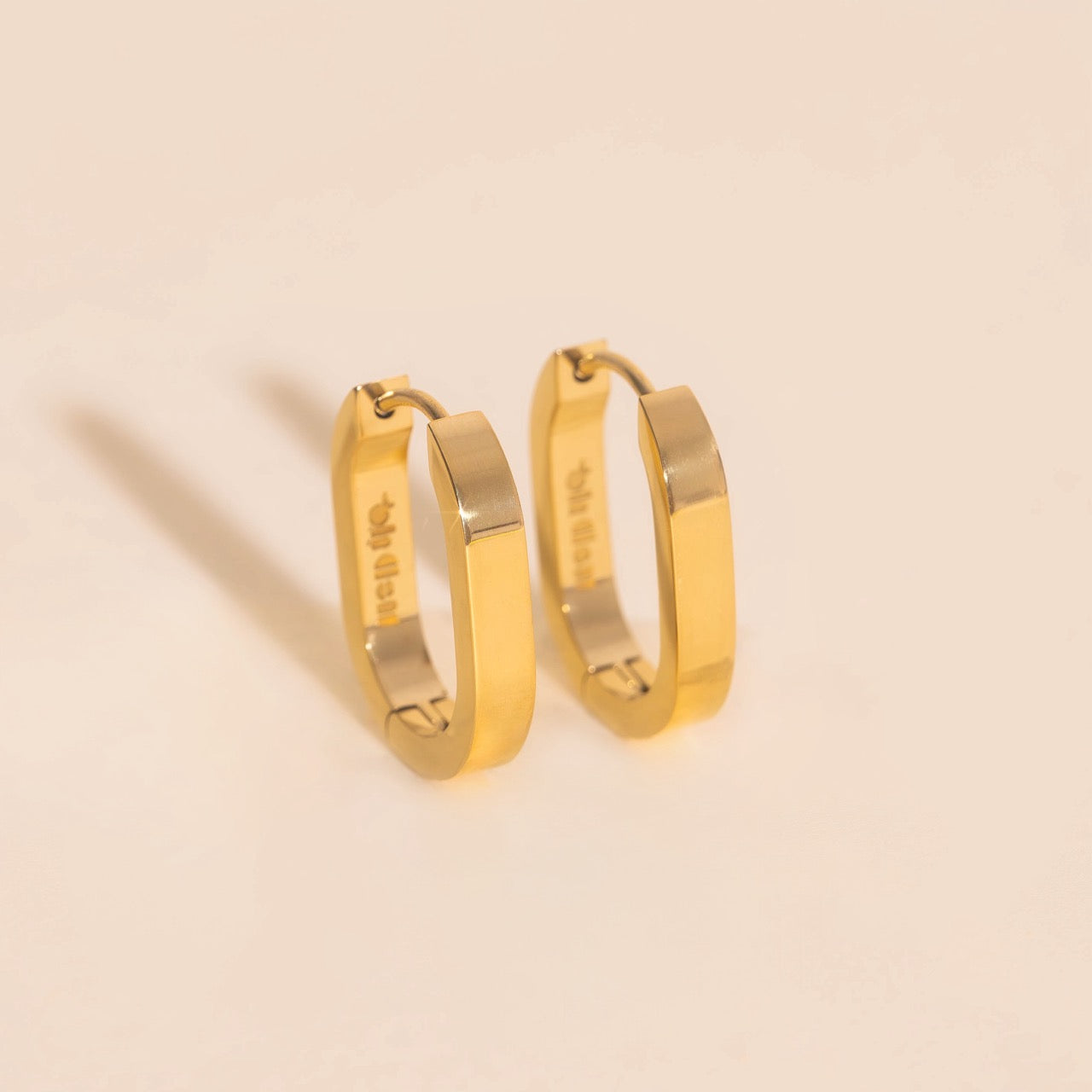 Smooth Oblong Huggie Hoop Earrings