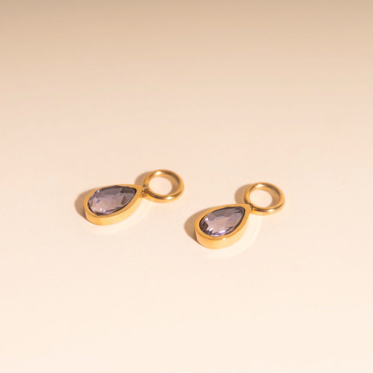 Lilac Drop Huggie Hoop Charms