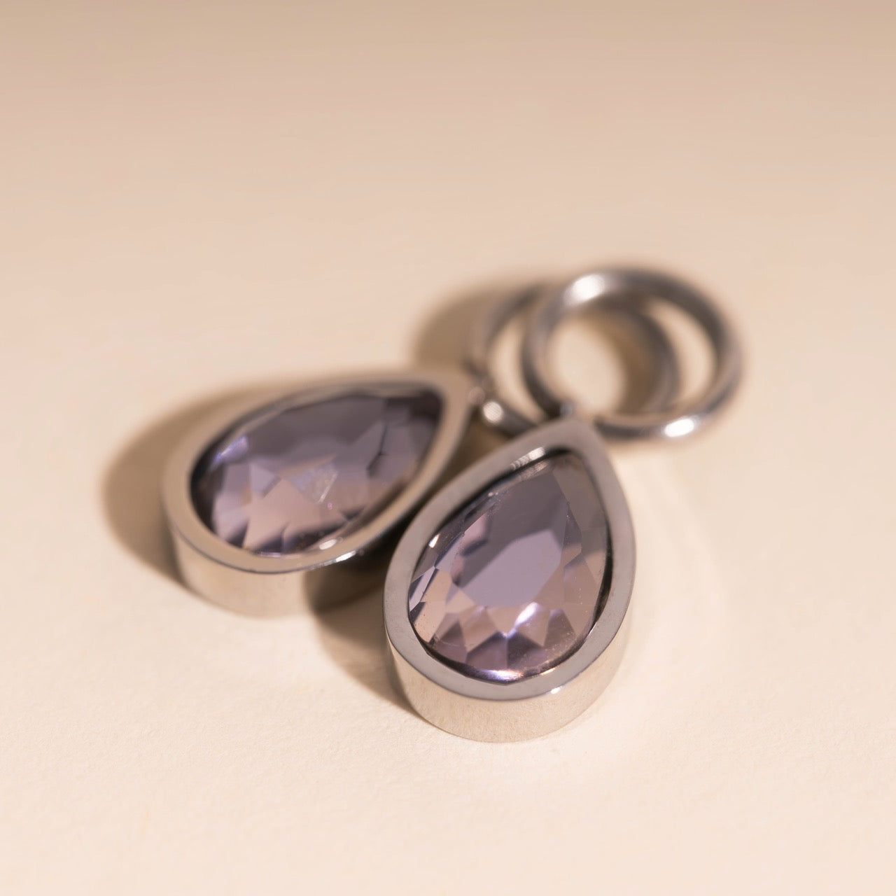 Lilac Drop Huggie Hoop Charms