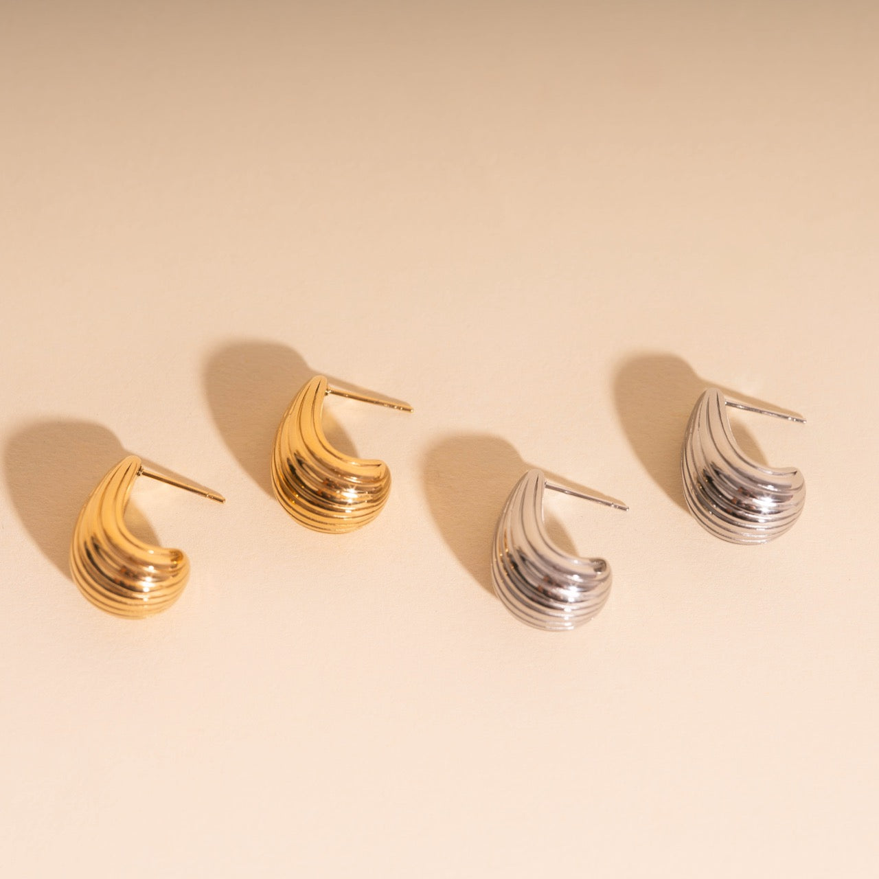 Chunky Tear Drop Stud Earrings