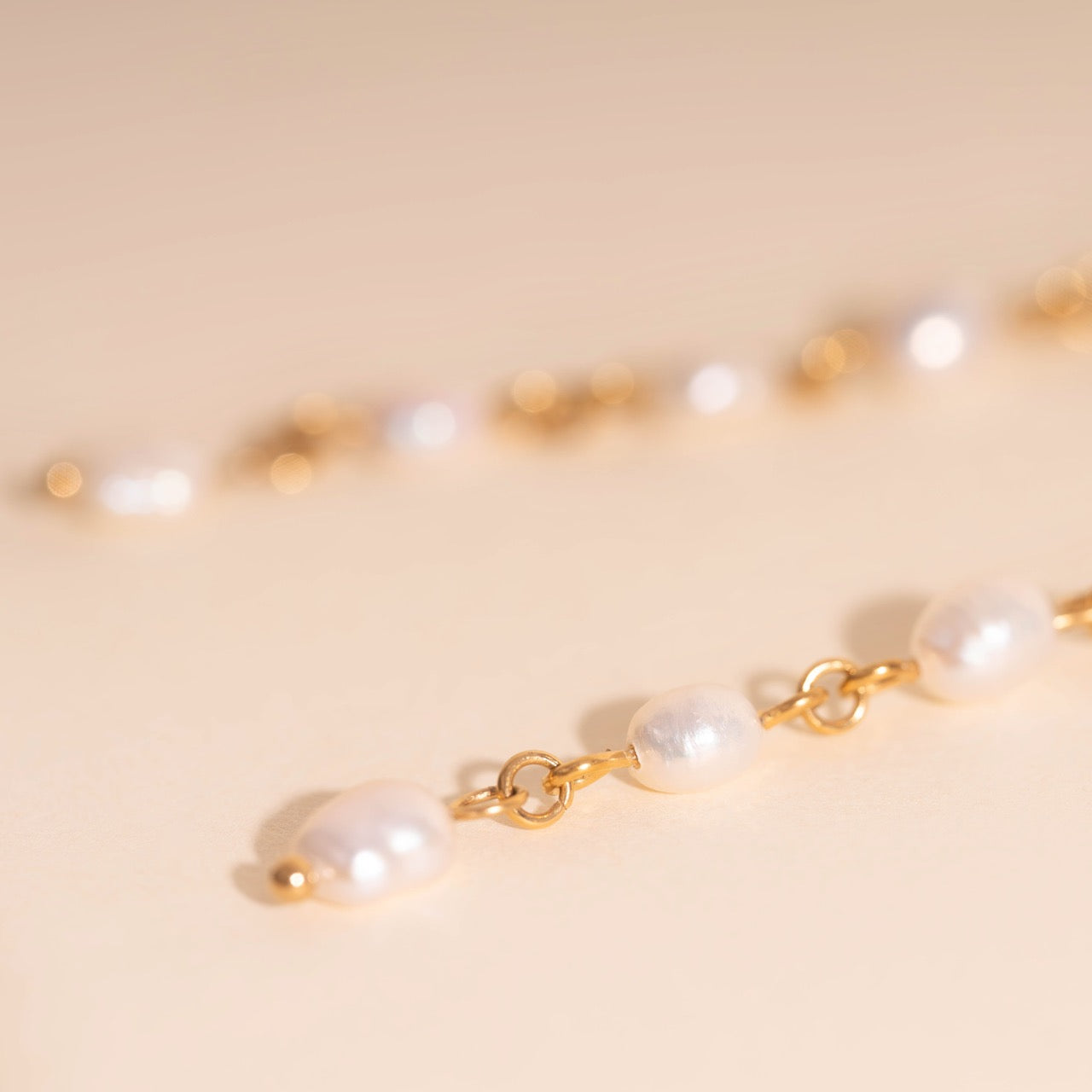 Pearl Dangle Chain Stud Earrings