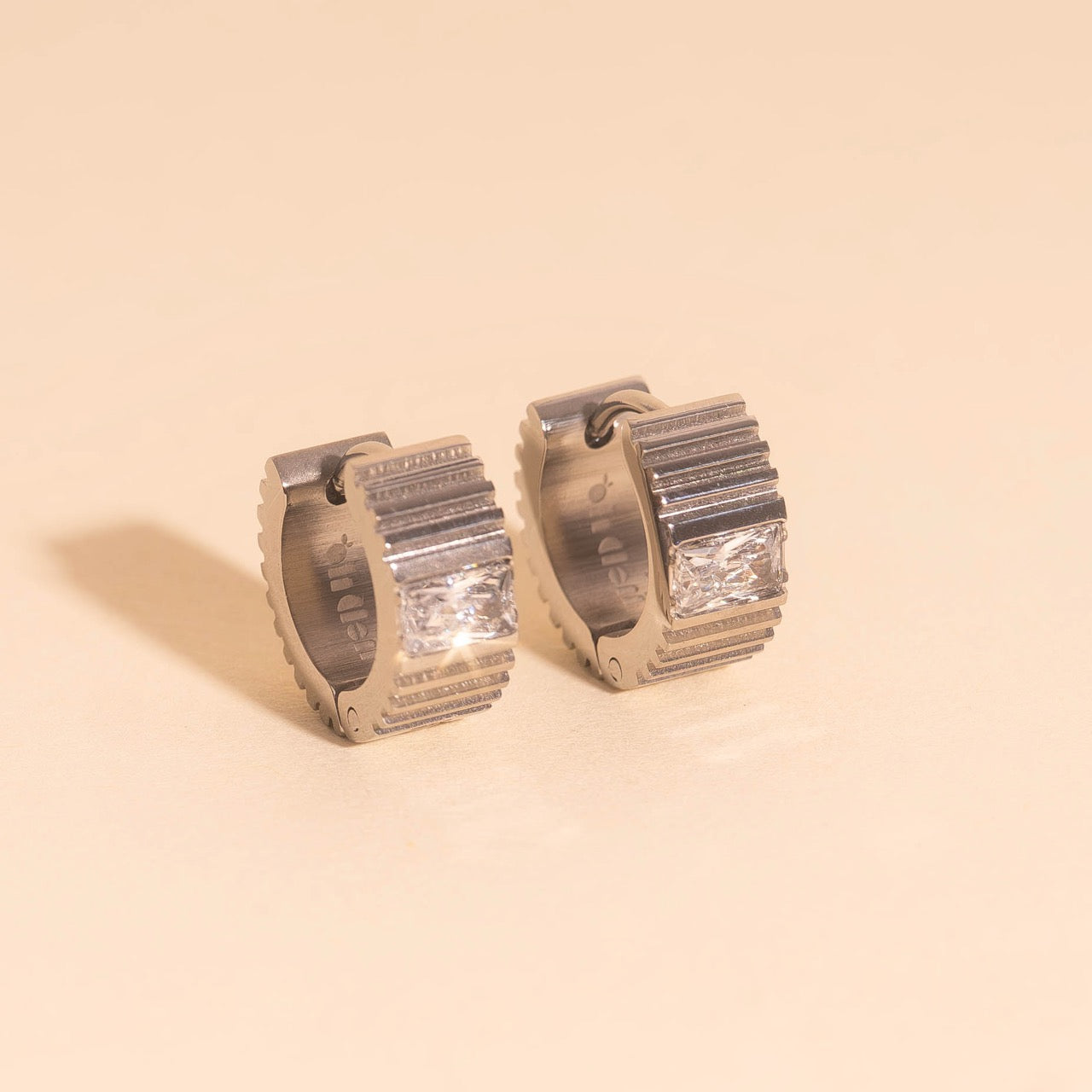 Textured Crystal Super Chunky Huggie Hoop Earrings