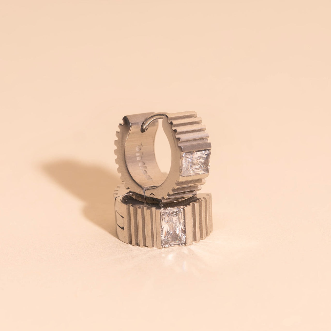 Textured Crystal Super Chunky Huggie Hoop Earrings