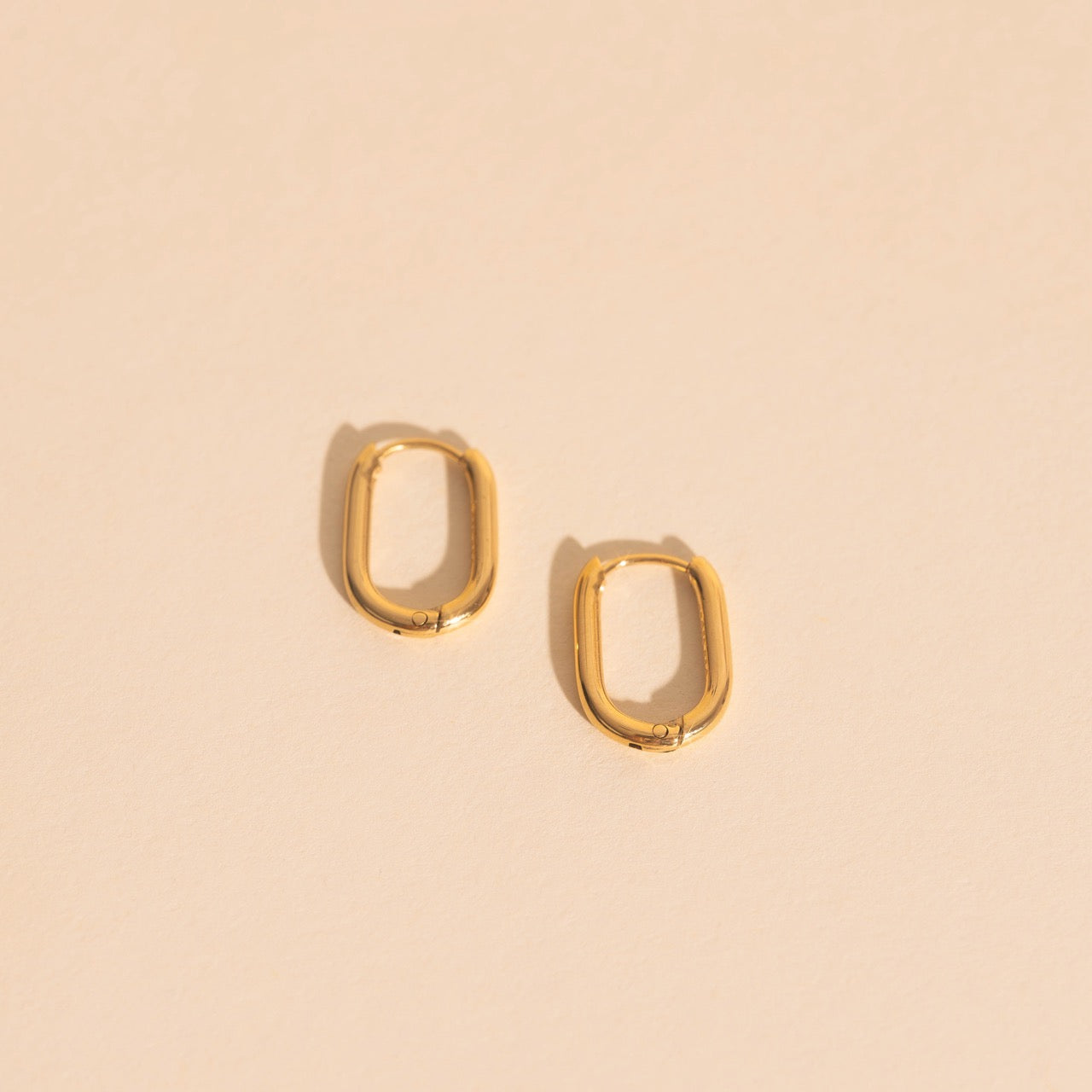 Rectangle Rounded Huggie Hoop Earrings