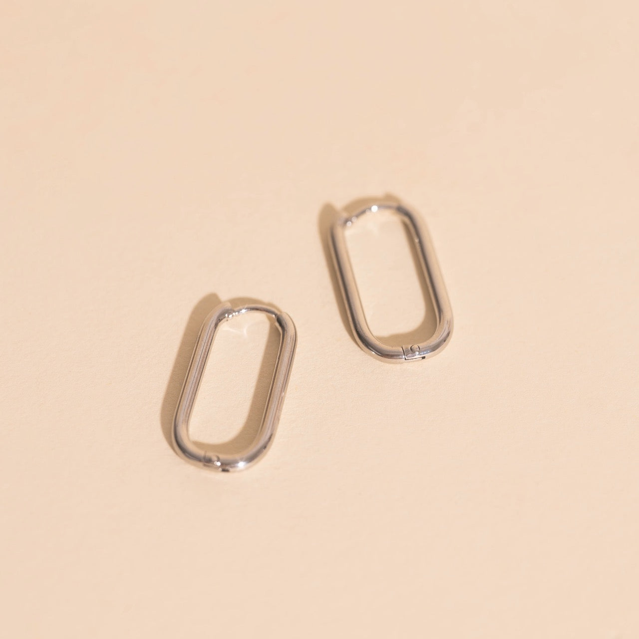 Rectangle Rounded Huggie Hoop Earrings