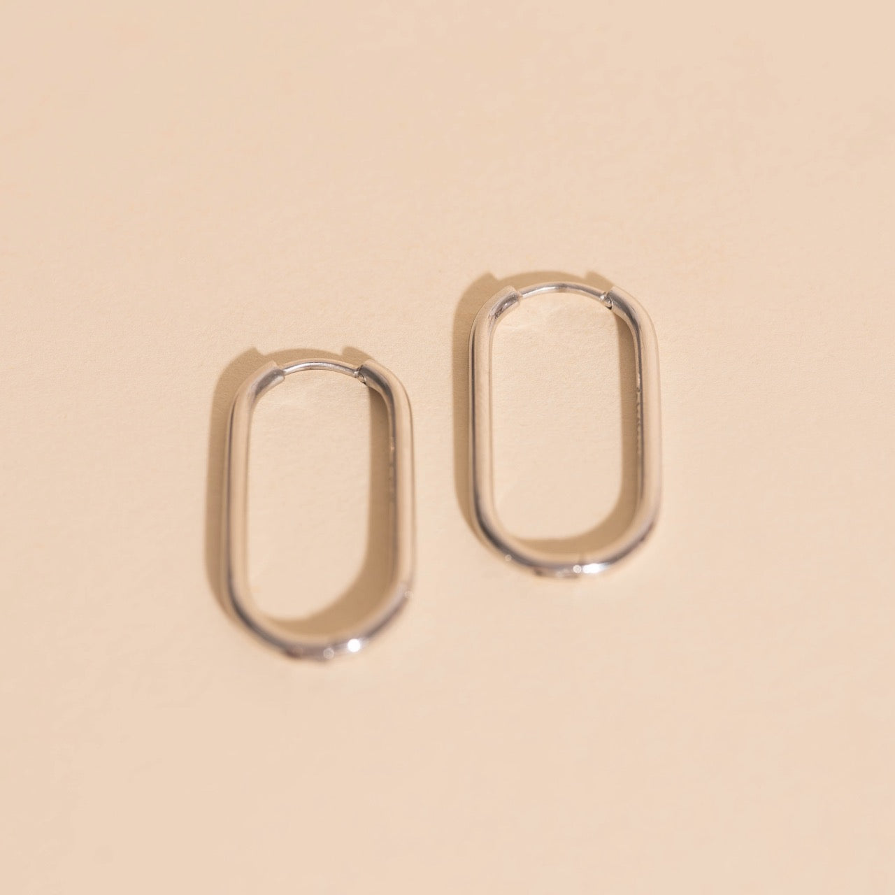 Rectangle Rounded Huggie Hoop Earrings