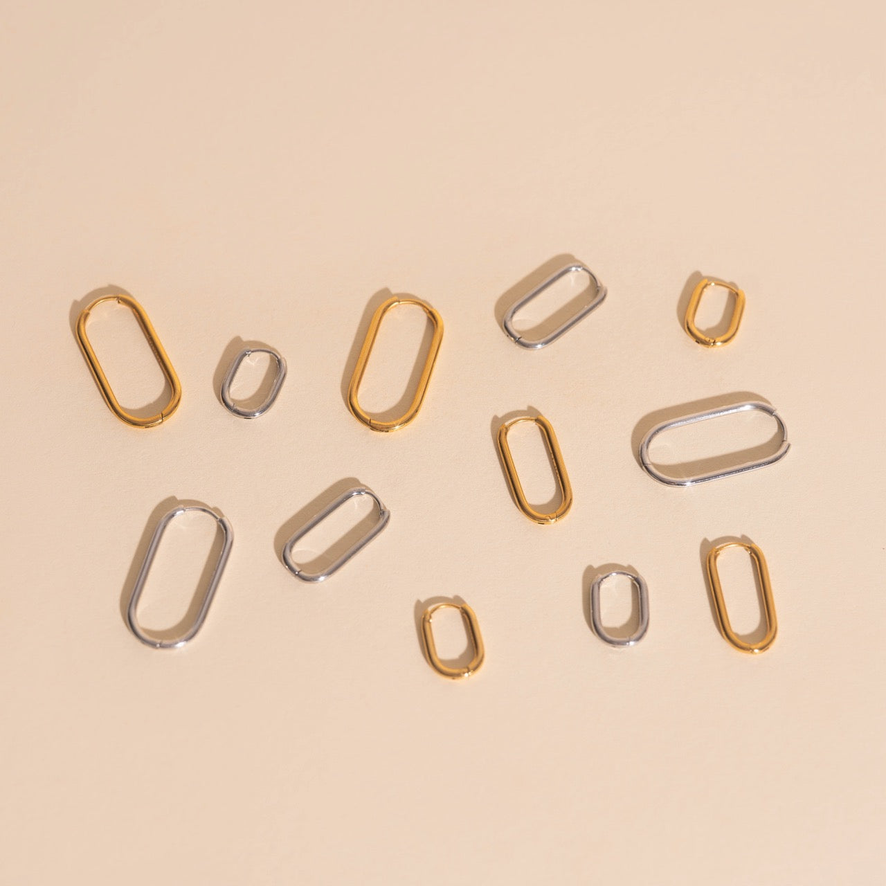 Rectangle Rounded Huggie Hoop Earrings