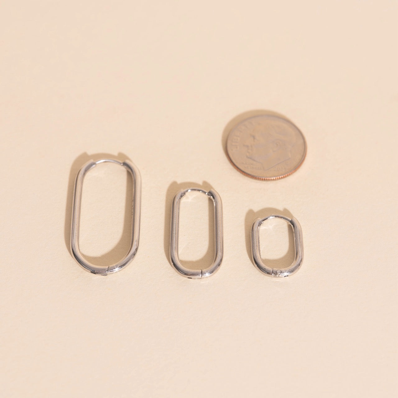 Rectangle Rounded Huggie Hoop Earrings