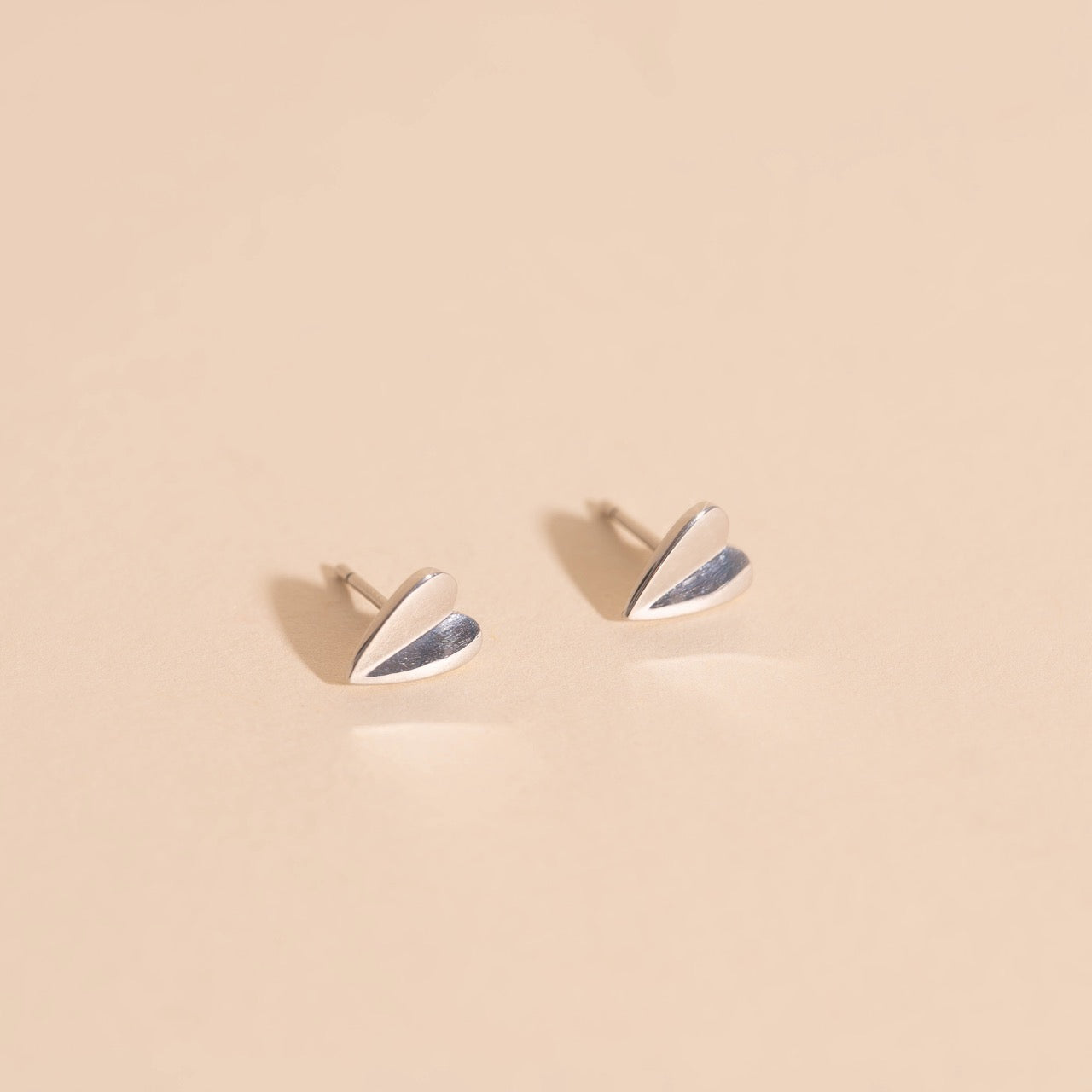 Folded Heart Stud Earrings
