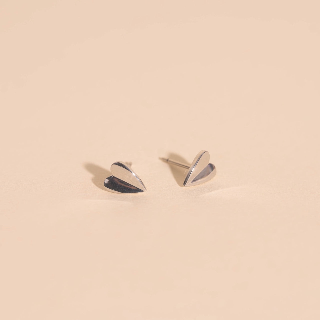 Folded Heart Stud Earrings