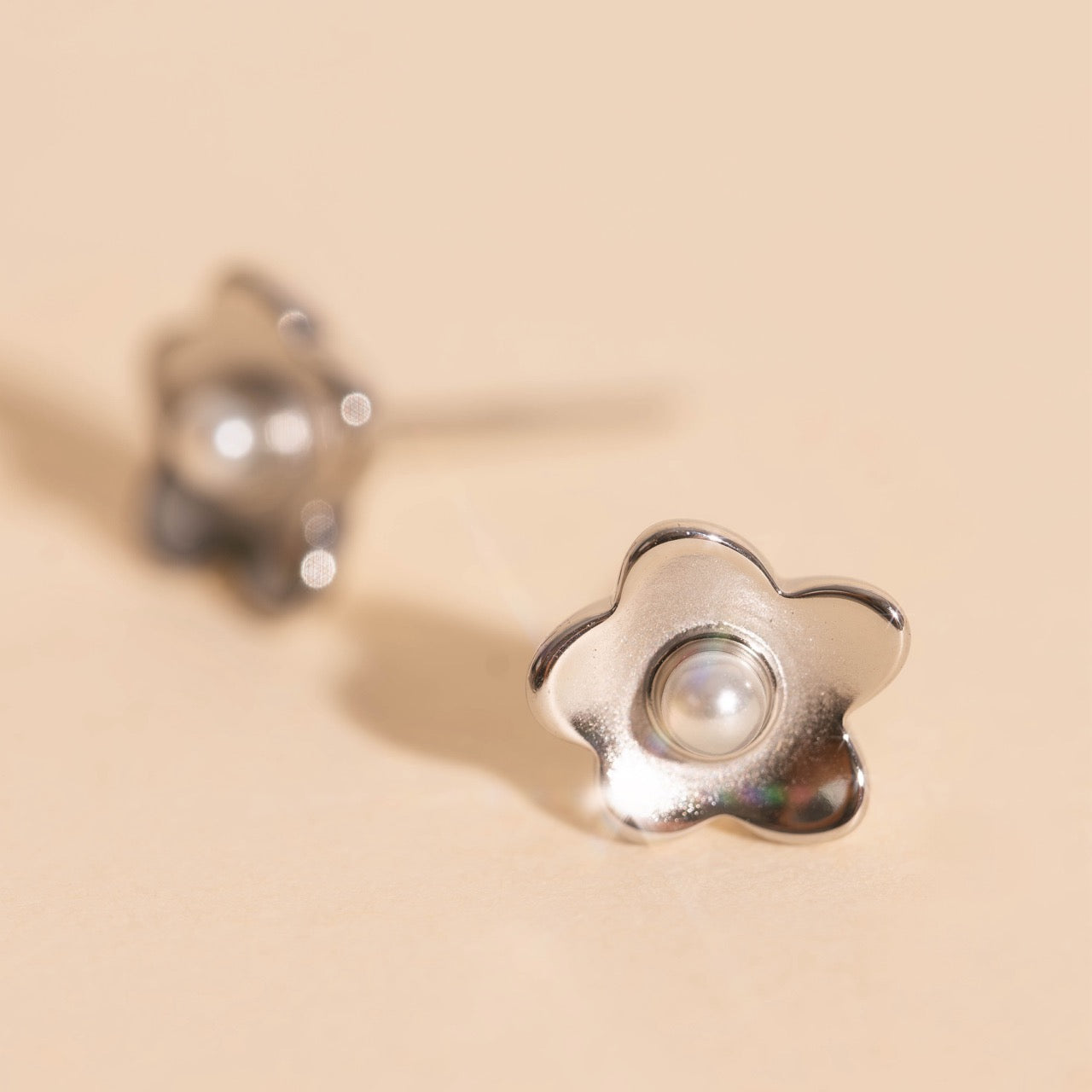 Mini Pearl Flower Stud Earrings