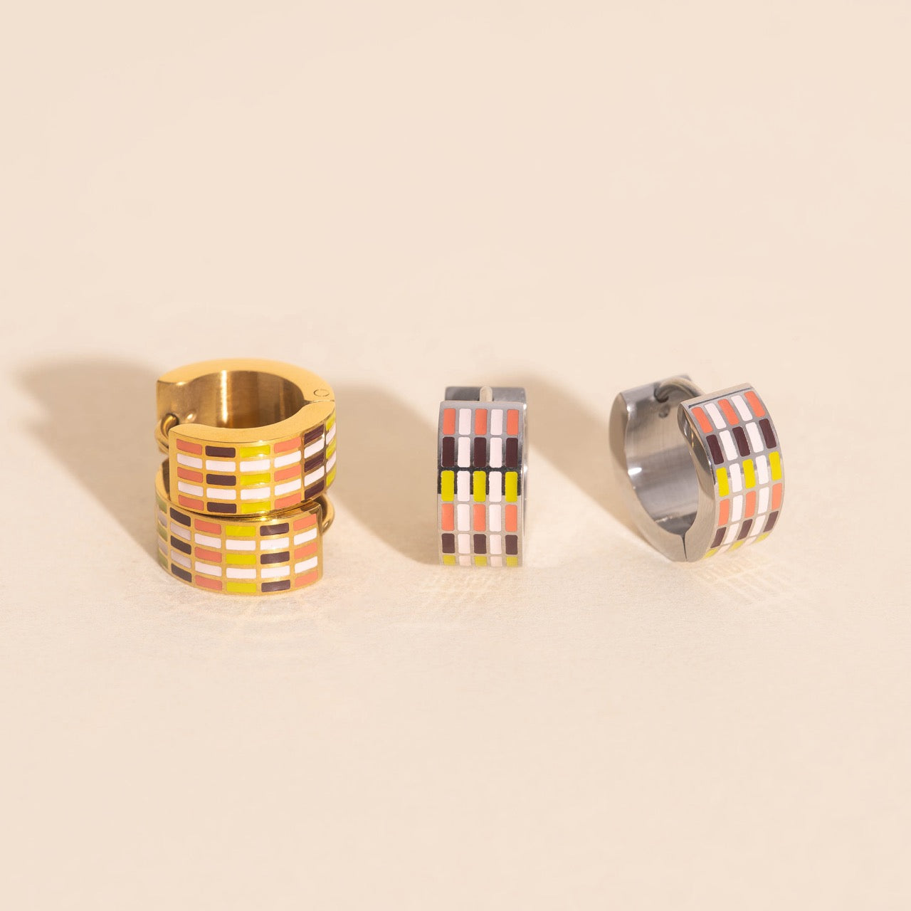 Stitched Super Chunky Huggie Hoop Earrings