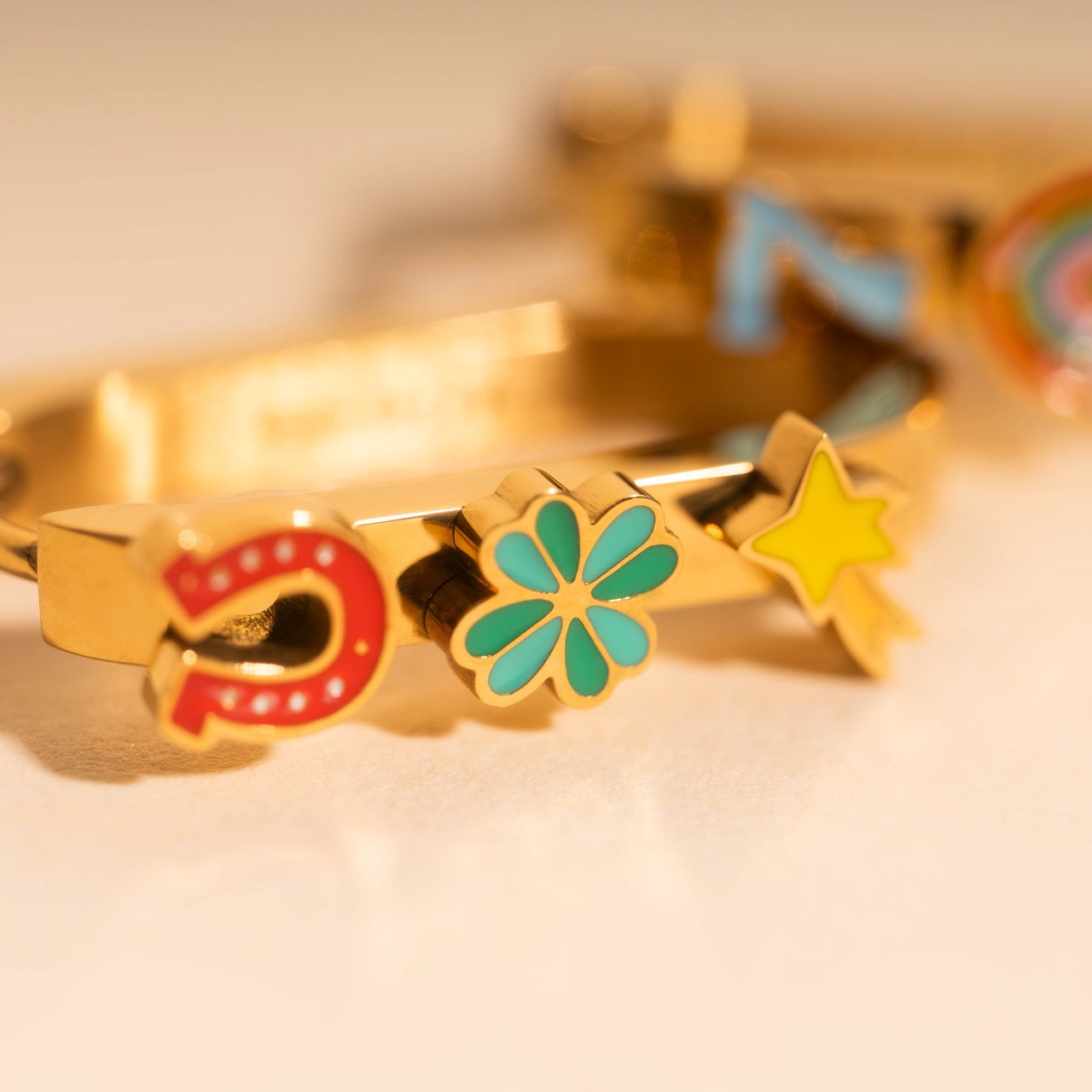 Lucky Oblong 3D Huggie Hoop Earrings