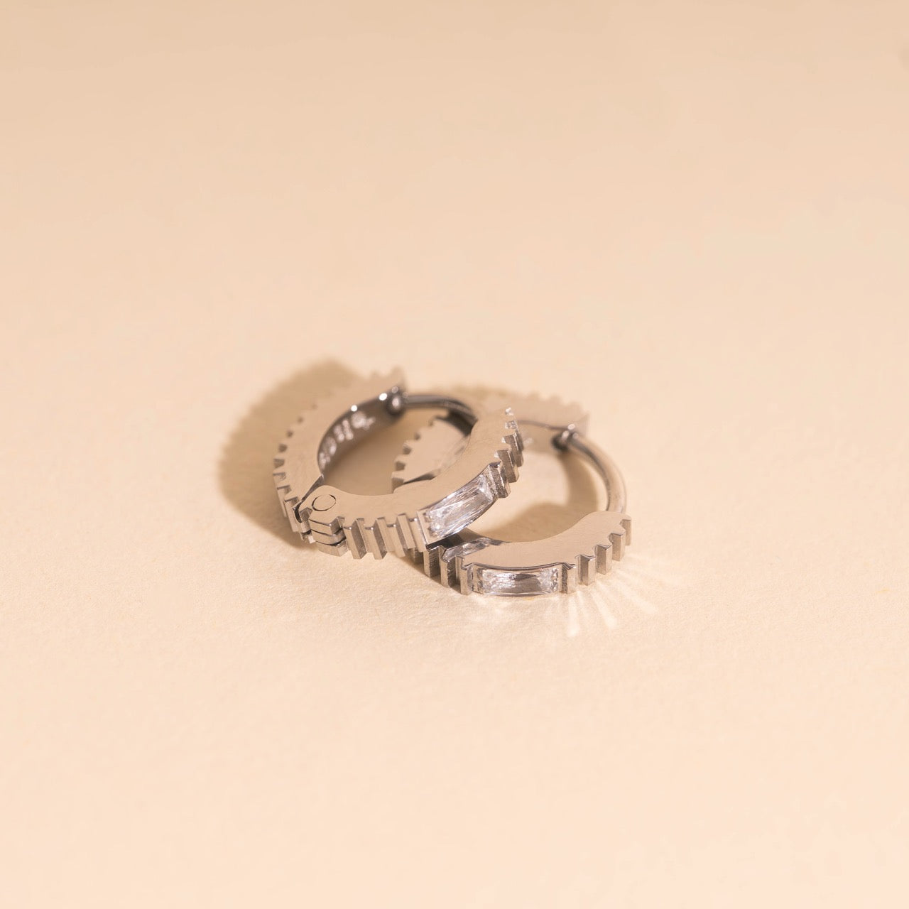 Crystal Textured Tiny Huggie Hoop Earrings