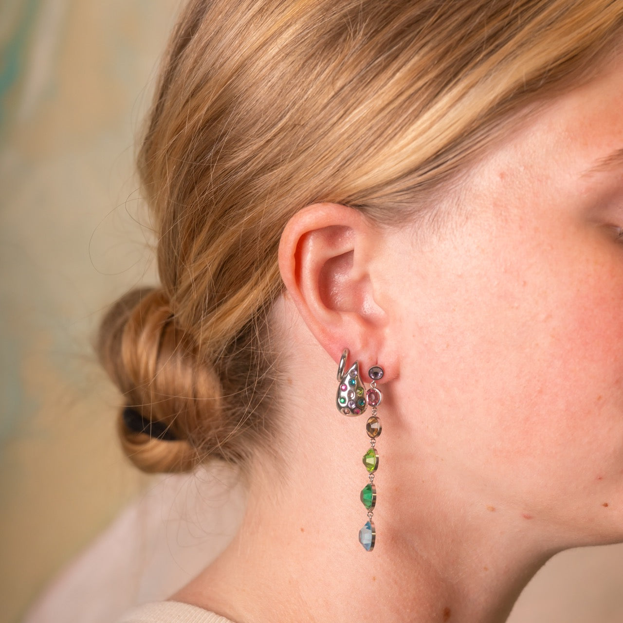 Colorfall Gem Stud Earrings