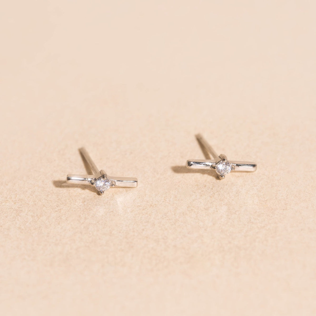 Crystal Bar Stud Earrings