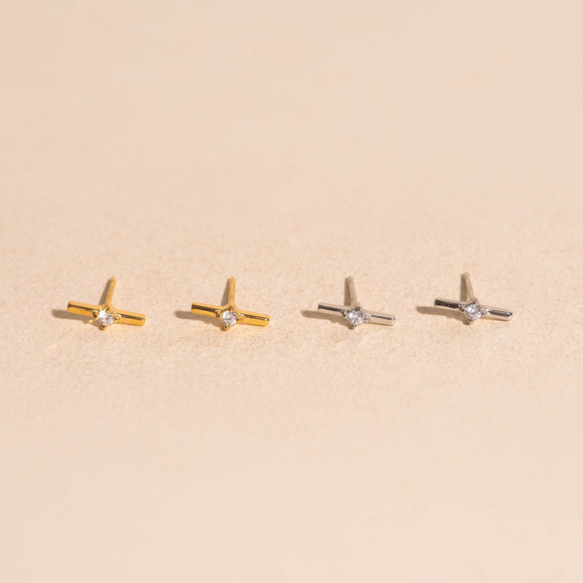 Crystal Bar Stud Earrings