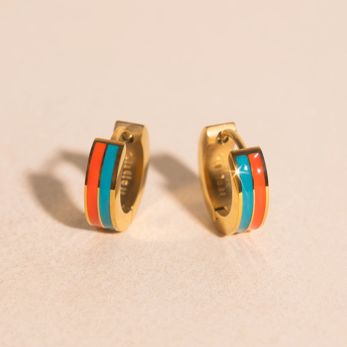 Team Spirit Striped Chunky Huggie Hoop Earrings