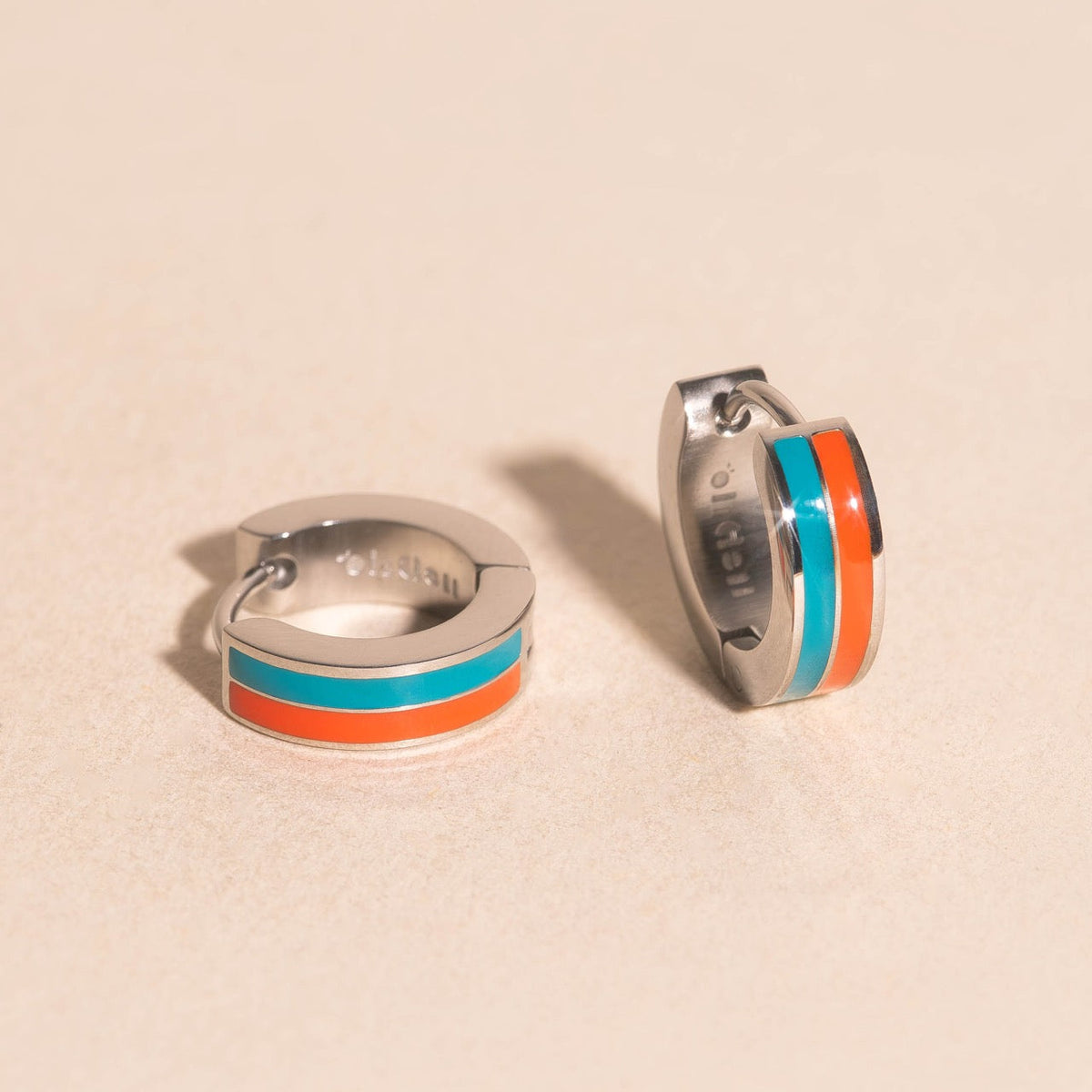 Team Spirit Striped Chunky Huggie Hoop Earrings