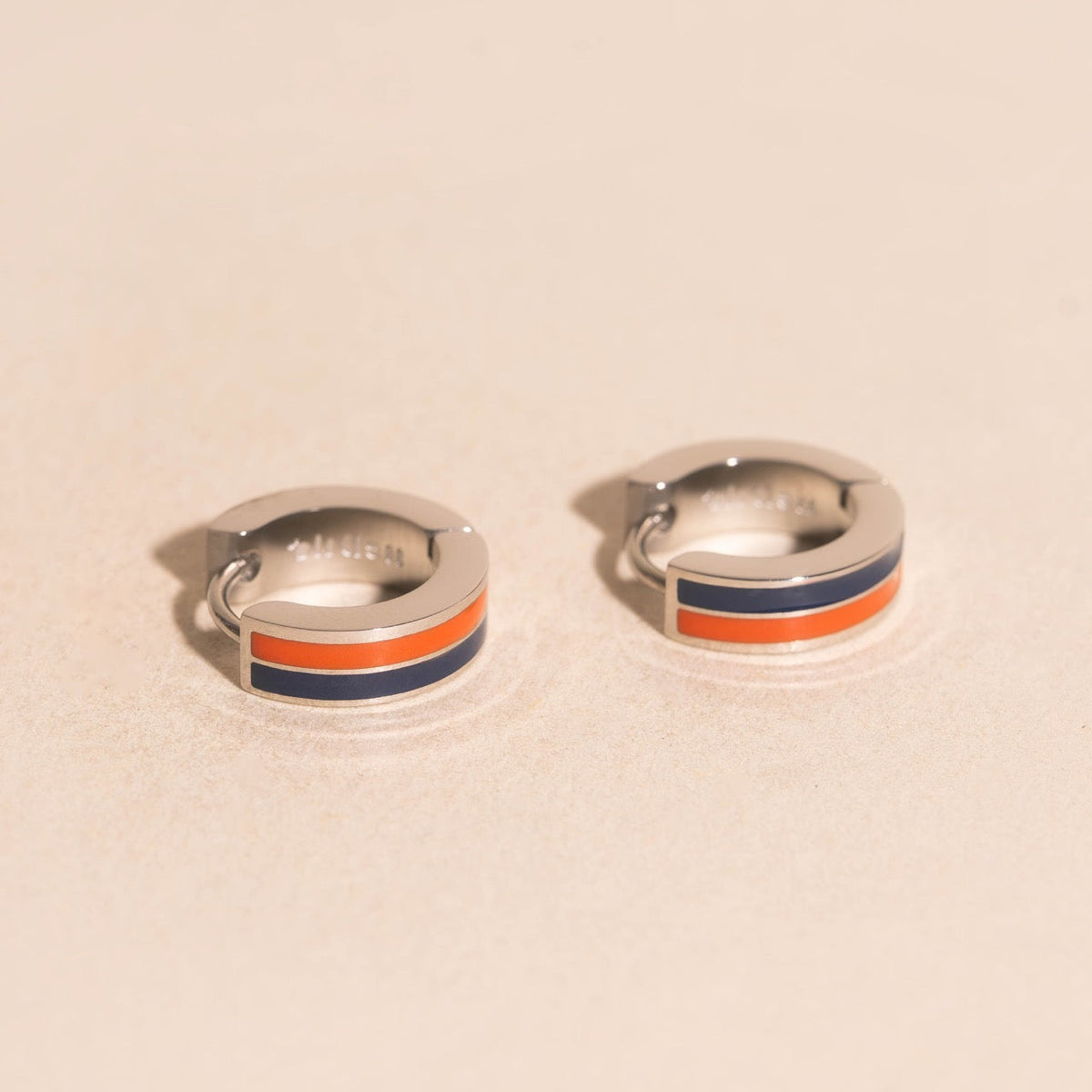 Team Spirit Striped Chunky Huggie Hoop Earrings