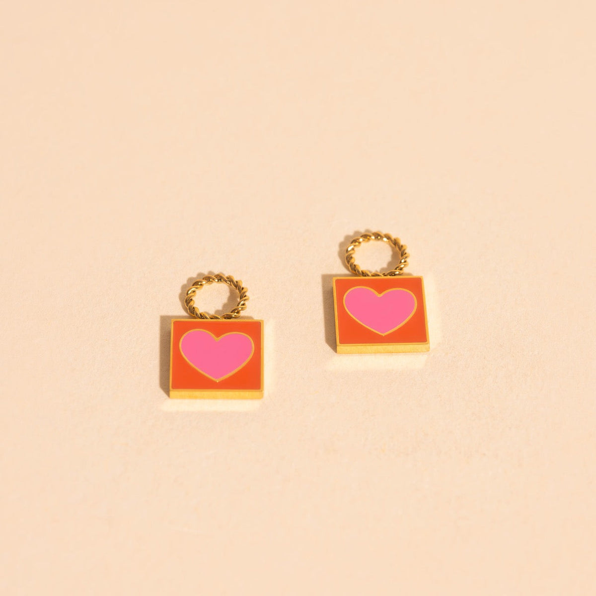 Heart Stamp Chunky Huggie Hoop Charms