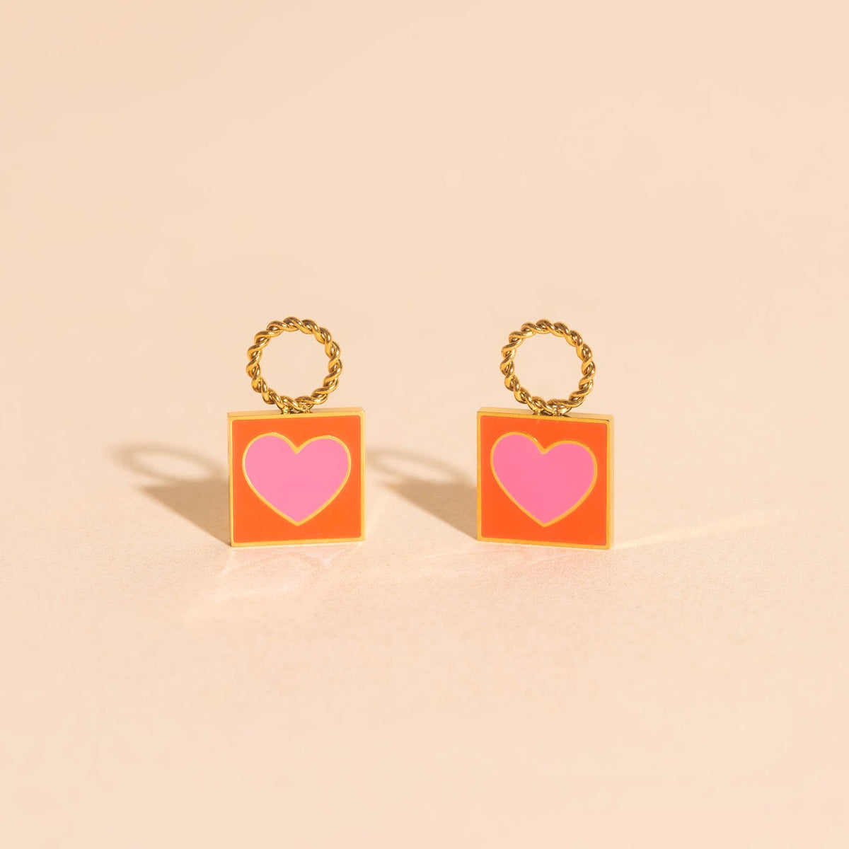 Heart Stamp Chunky Huggie Hoop Charms