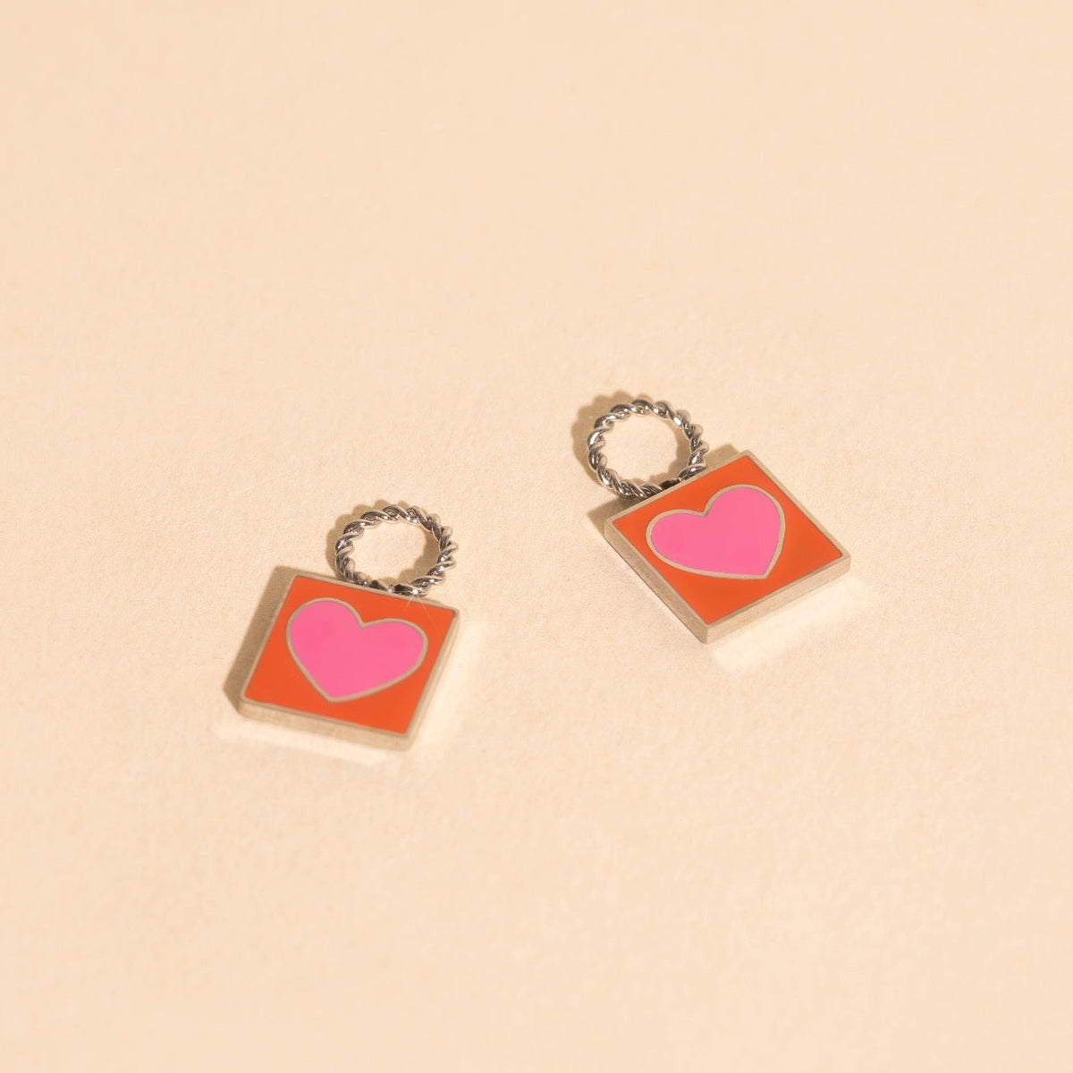 Heart Stamp Chunky Huggie Hoop Charms