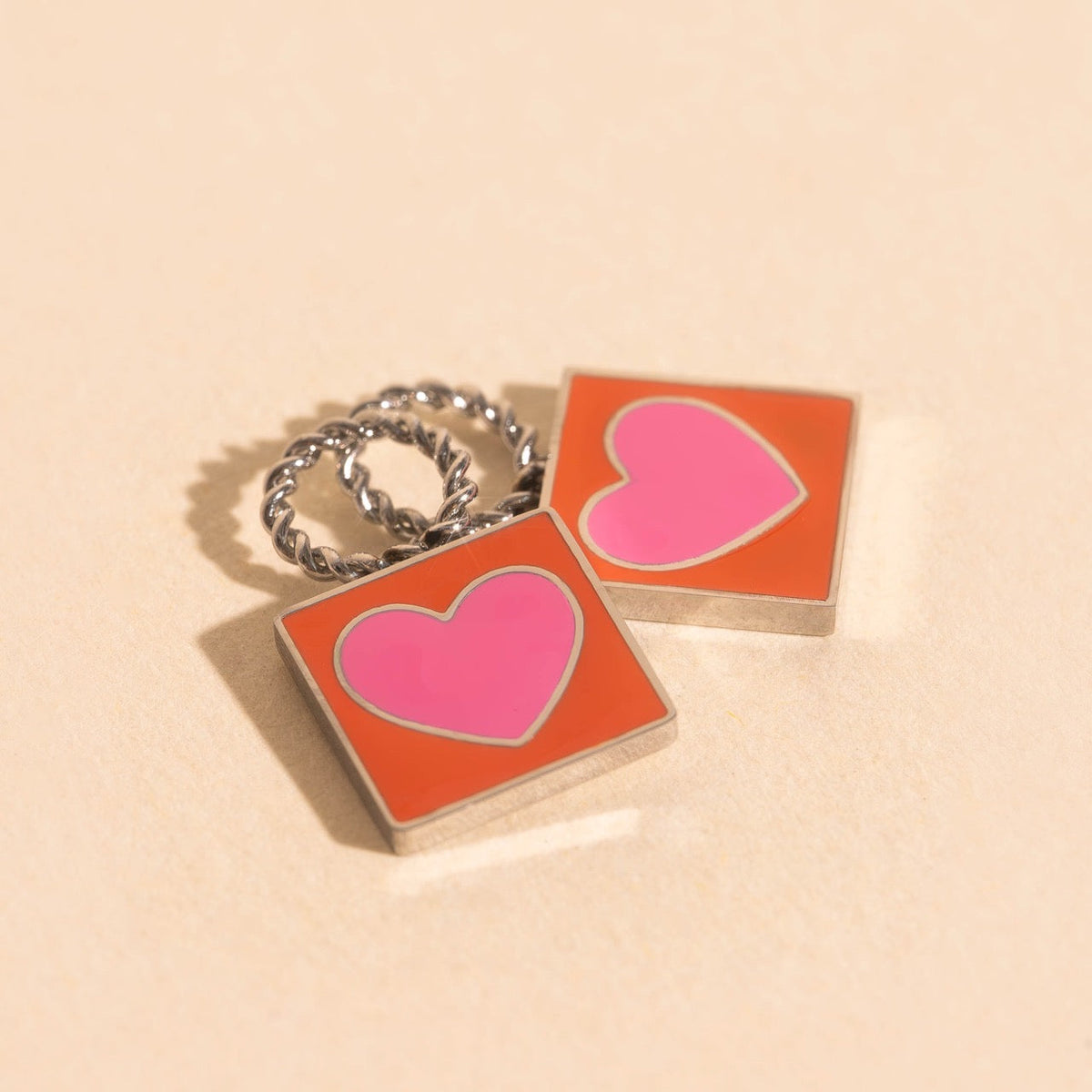 Heart Stamp Chunky Huggie Hoop Charms