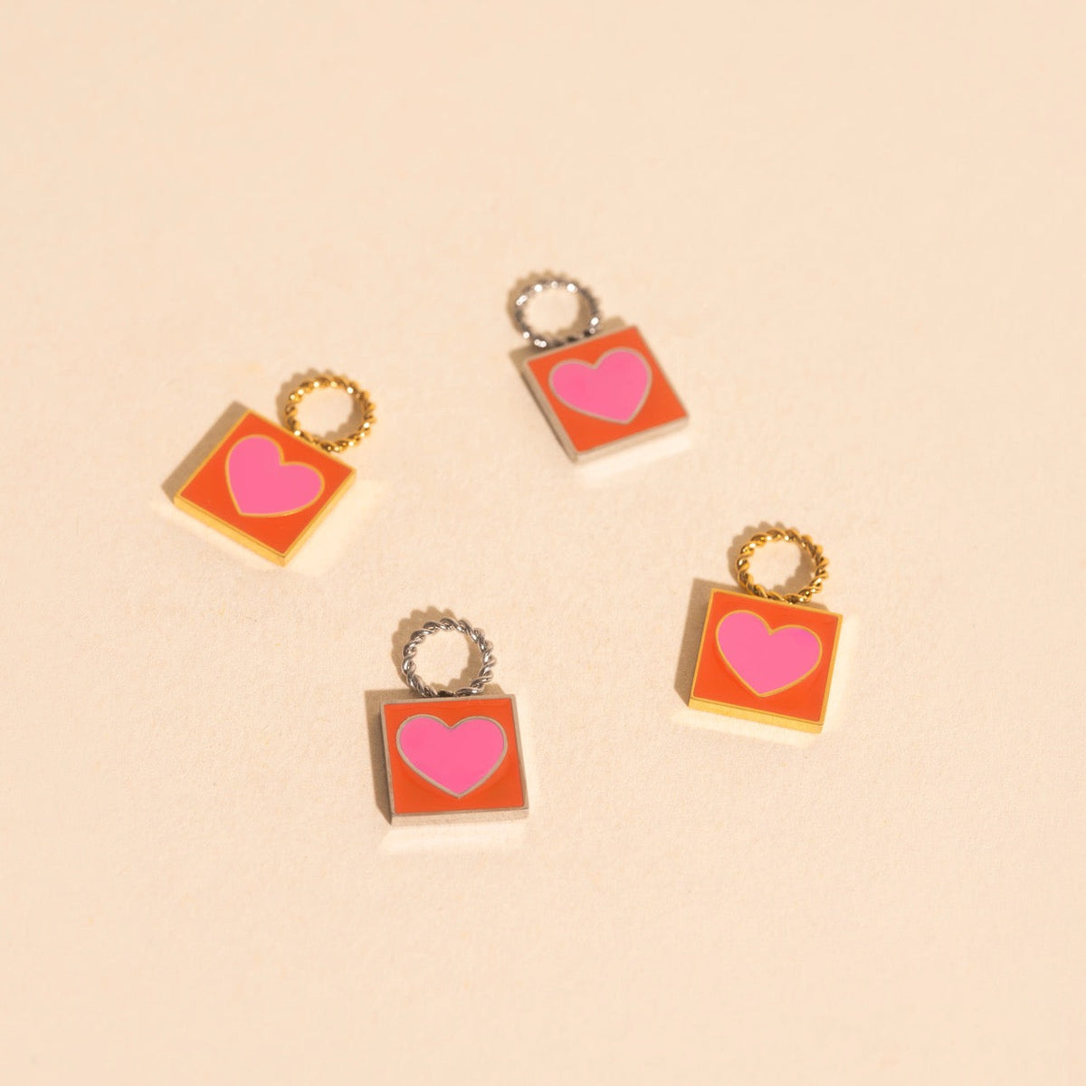 Heart Stamp Chunky Huggie Hoop Charms