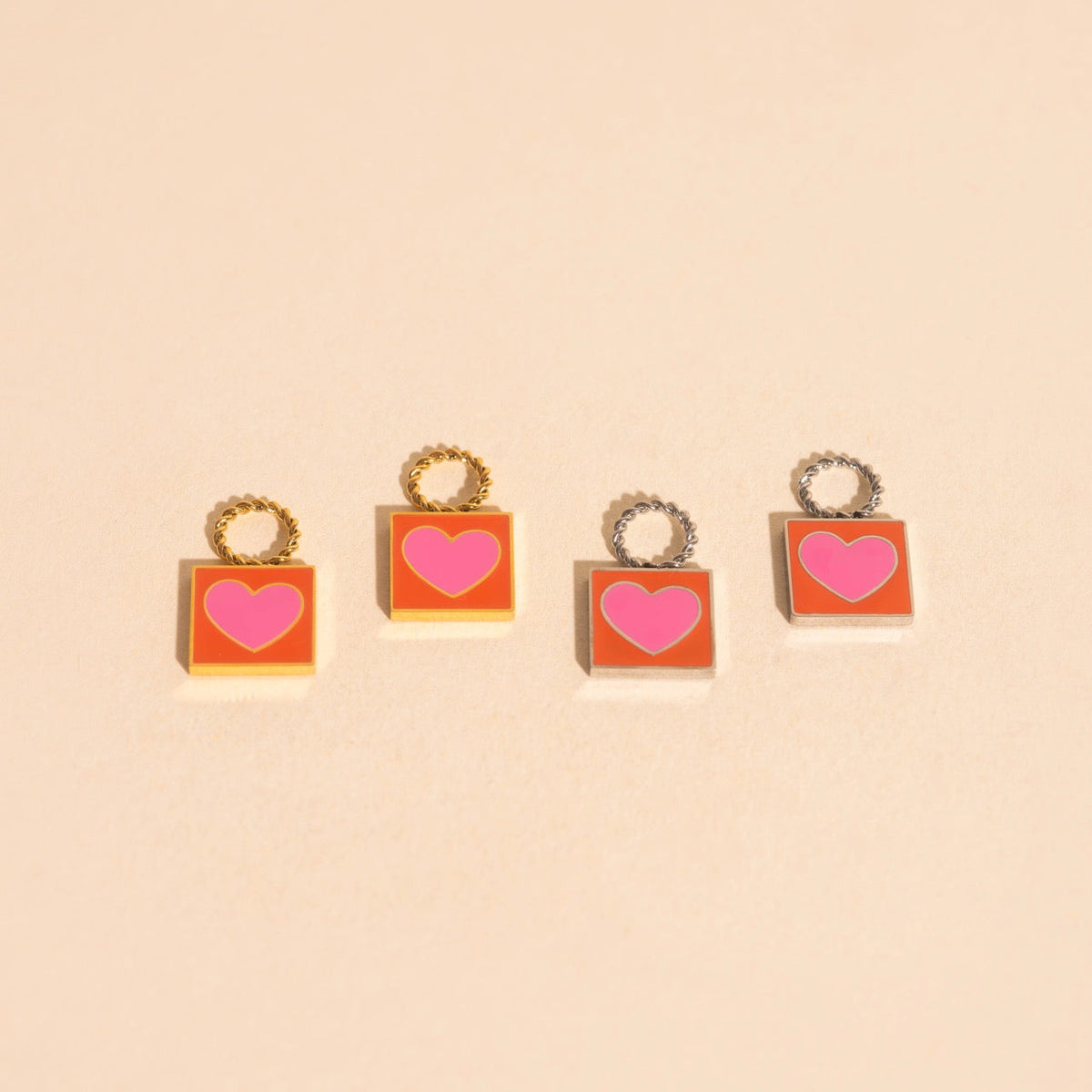 Heart Stamp Chunky Huggie Hoop Charms