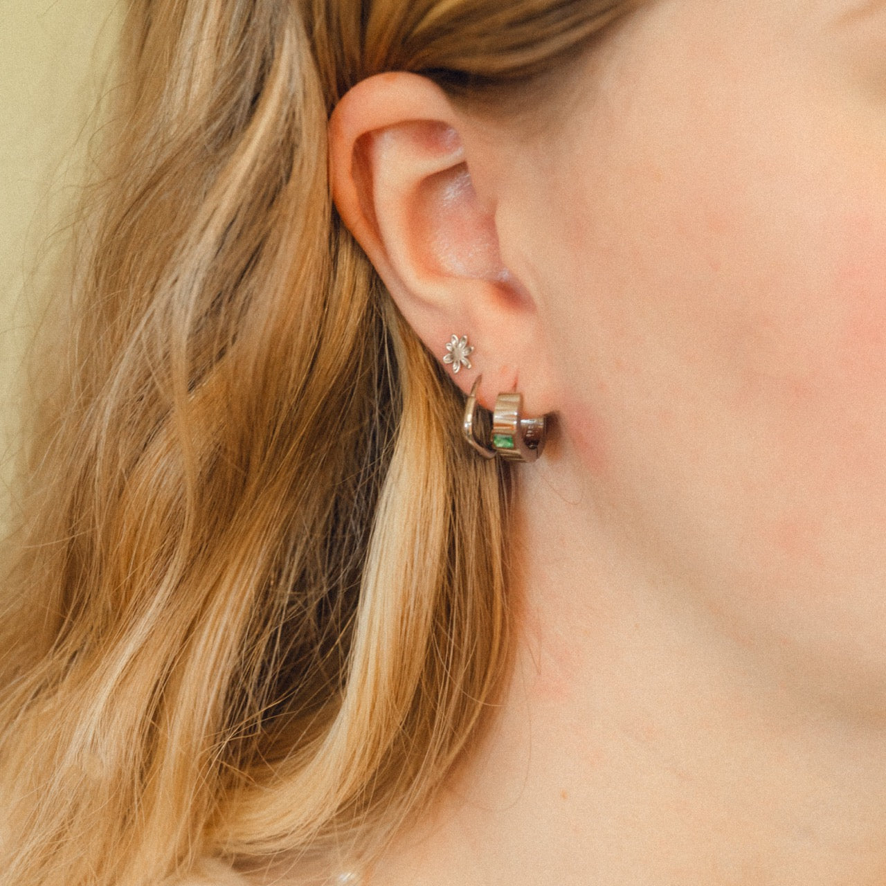 Diamond Rounded Huggie Hoop Earrings