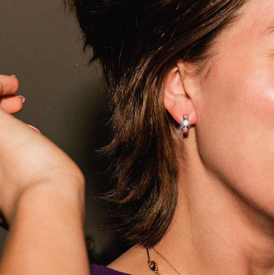 Flower Chunky Huggie Hoop Earrings