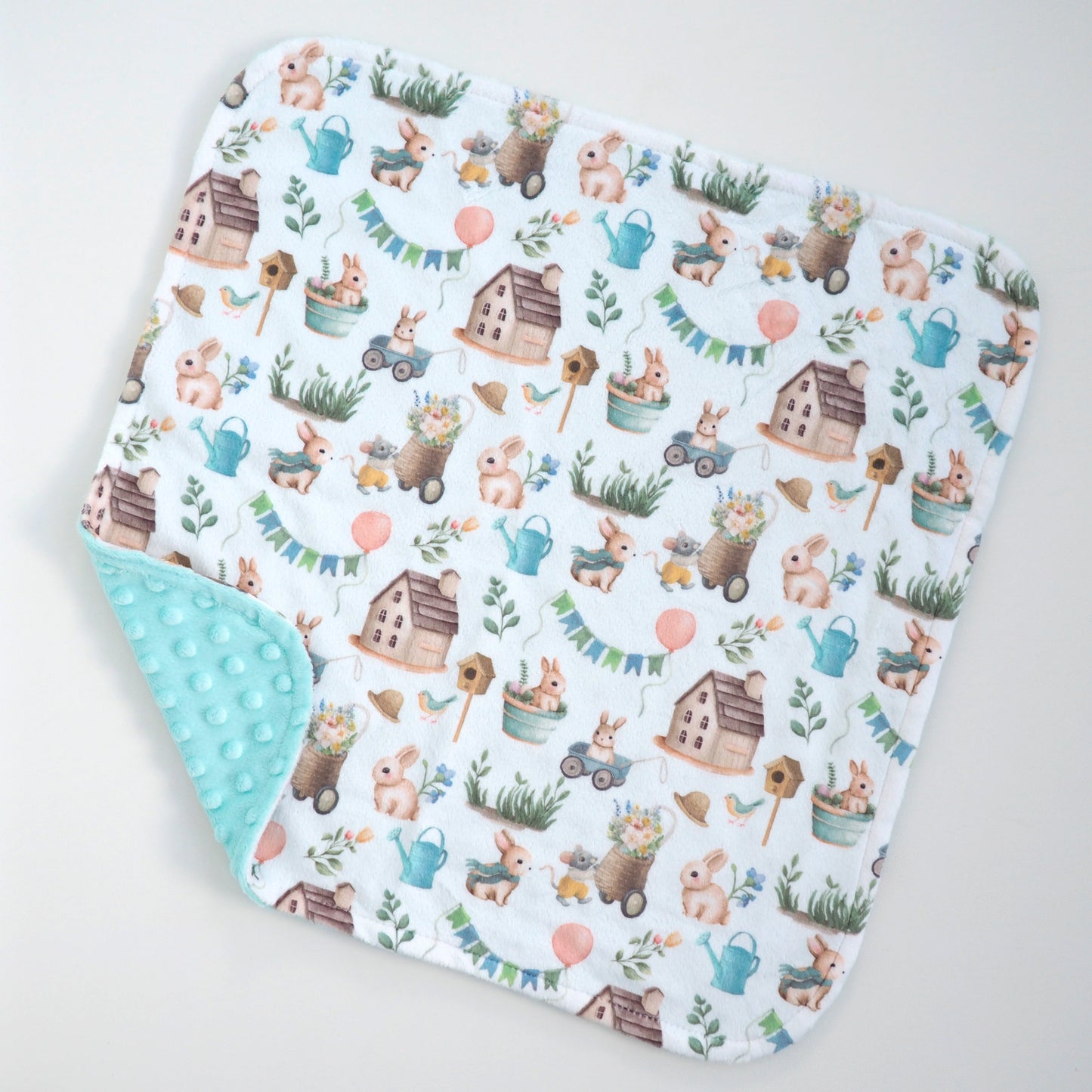 Mini Minky Blanket Bunnies Village