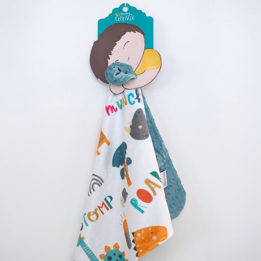 Mini Minky Blanket Dinoland Blue