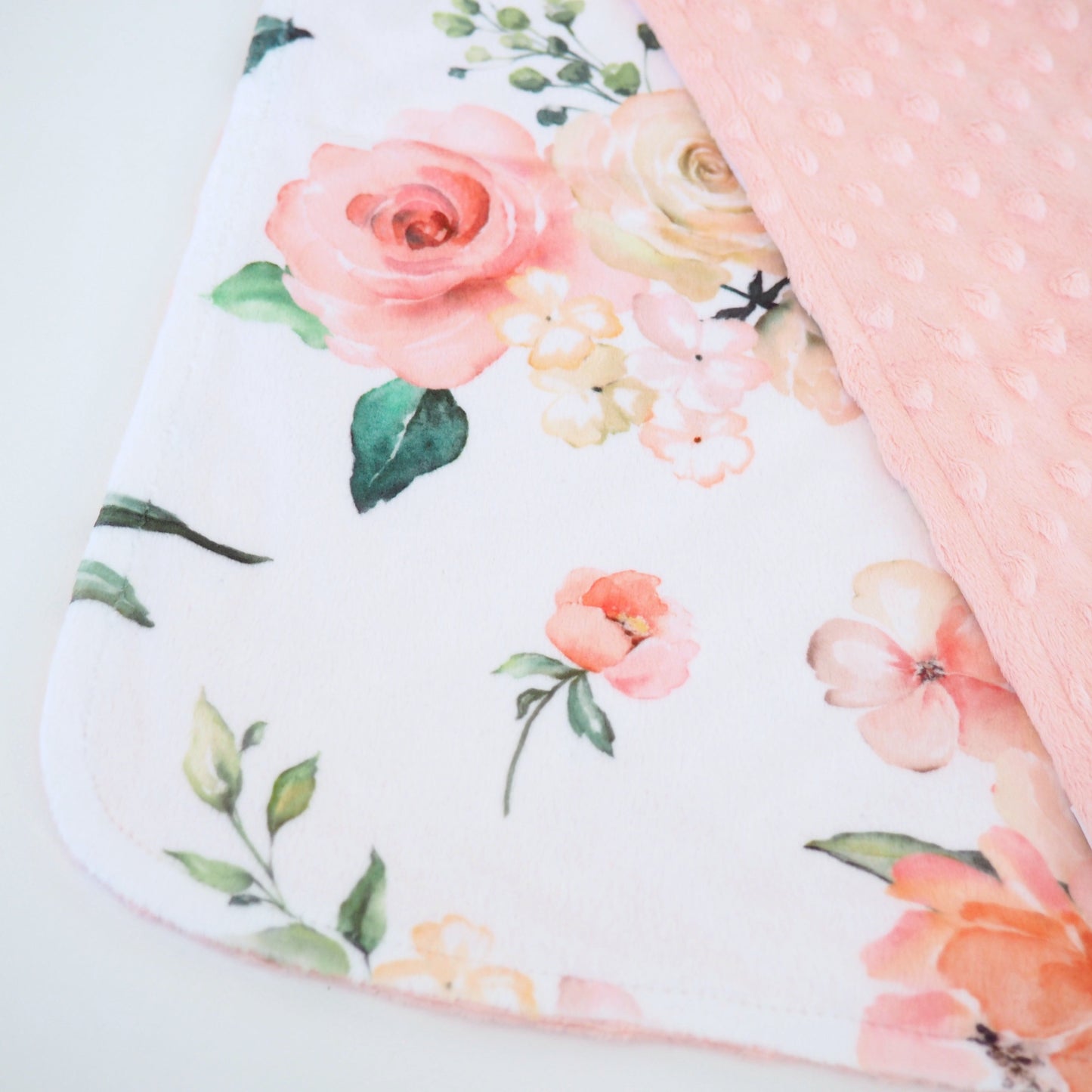 Mini Minky Blanket Peach Floral