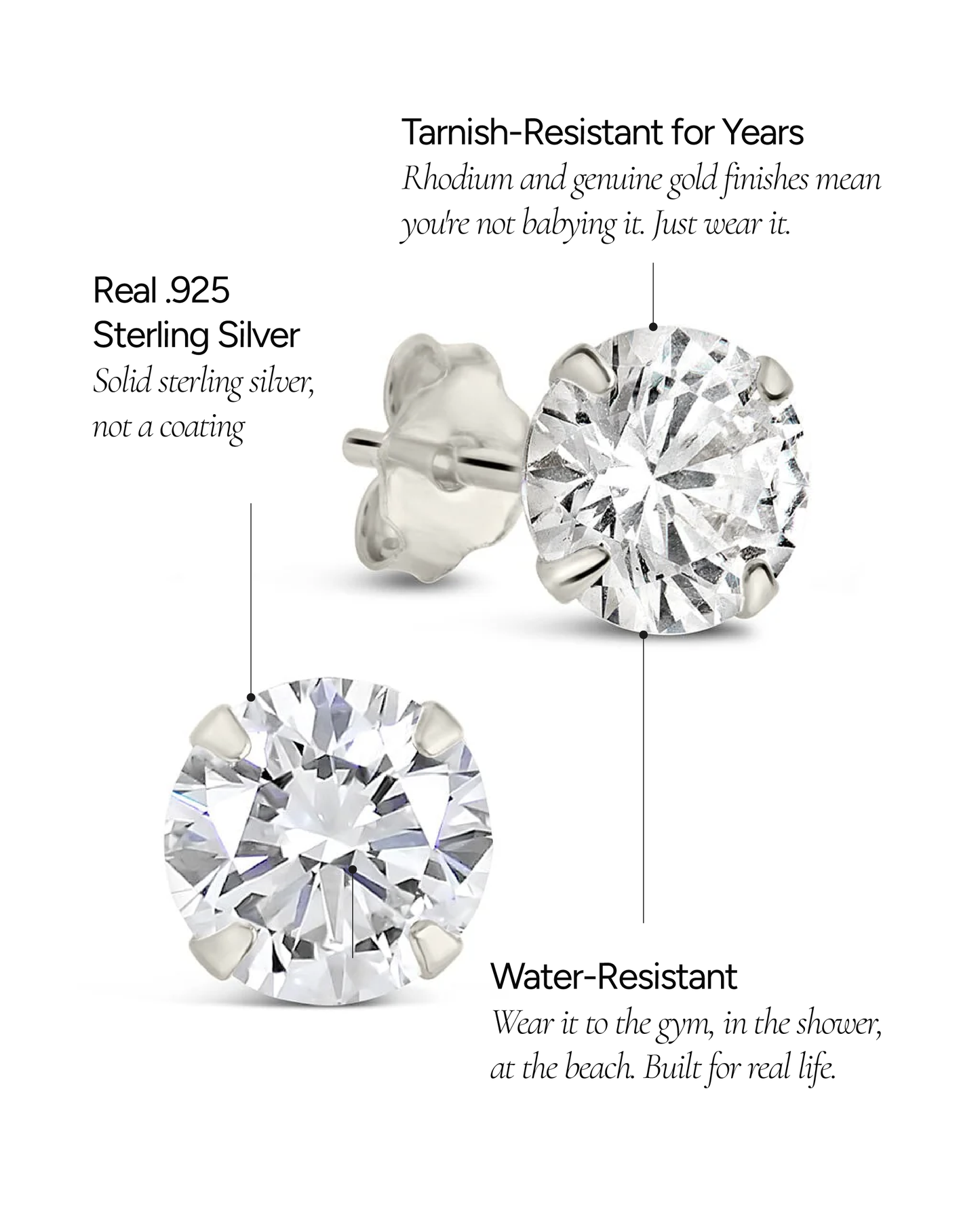 Sterling Silver 6mm CZ Stud Earrings