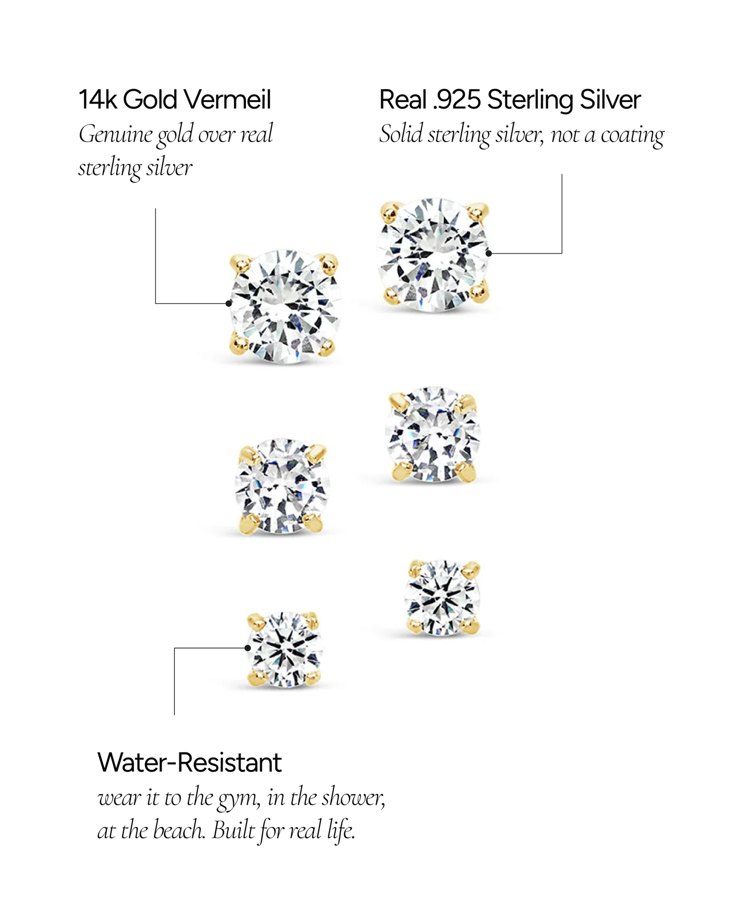 Sterling Silver CZ Stud Earring Set