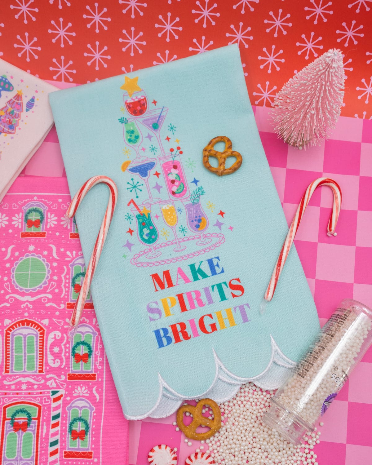 Make Spirits Bright Holiday Cotton Tea Towel