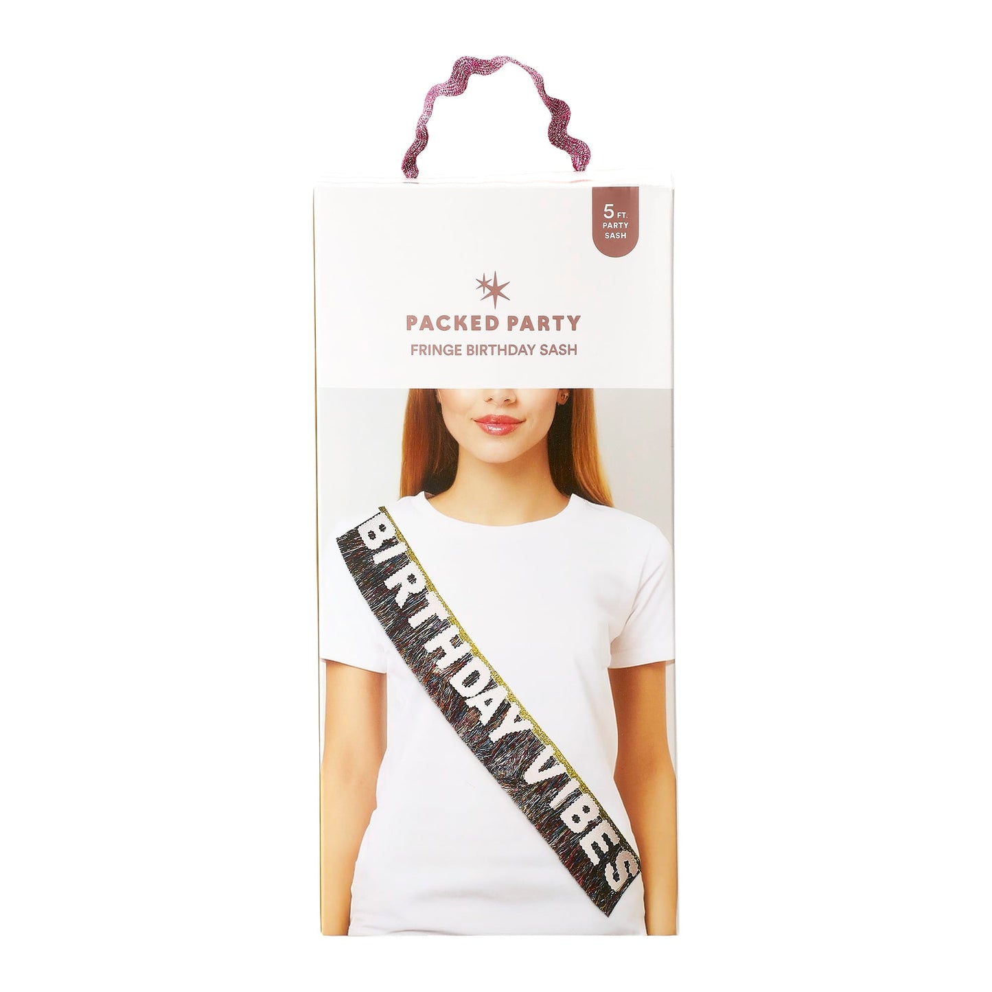 Birthday Vibes Tinsel & Glitter Sash