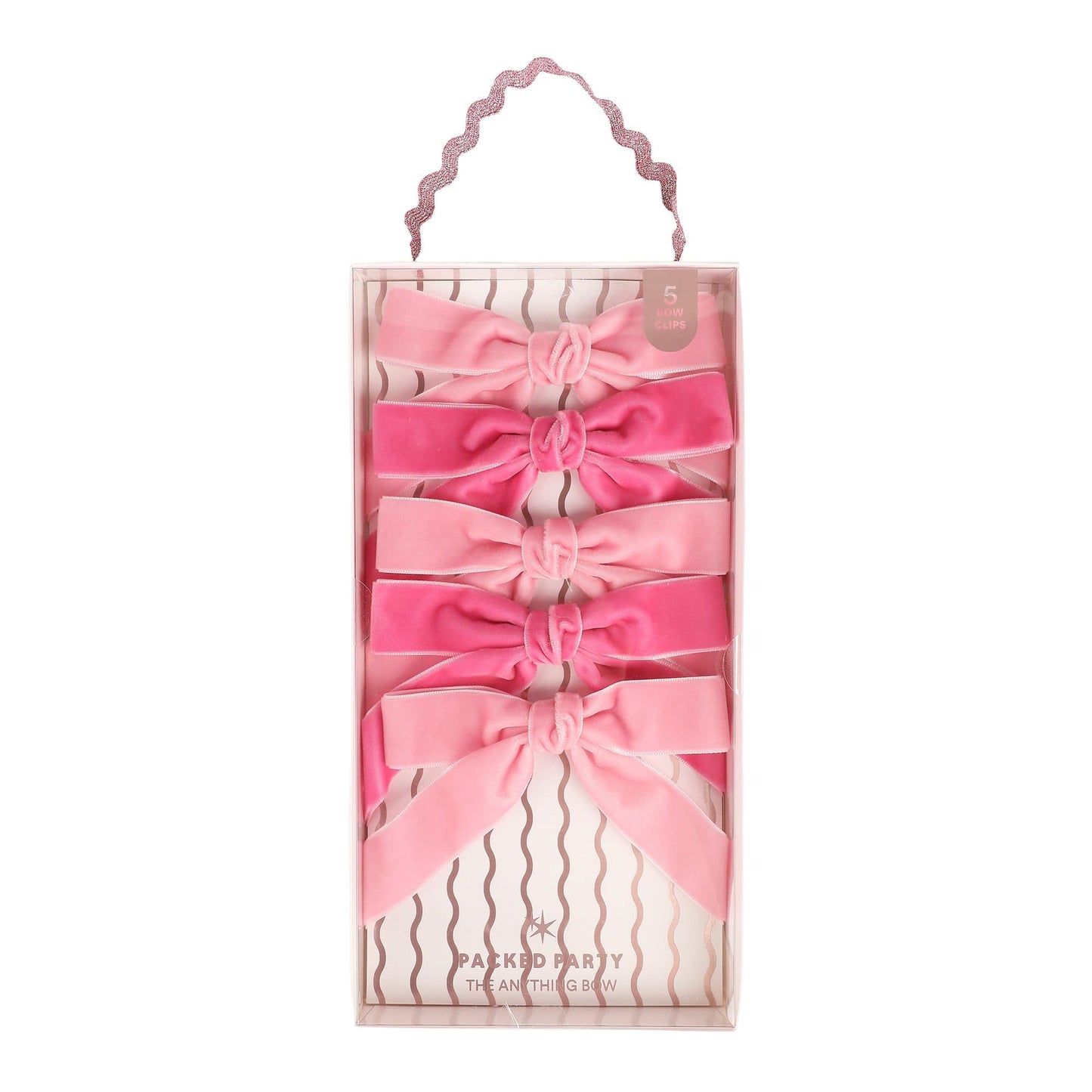 Pink Velvet Clip-On Bow Set (5 count)