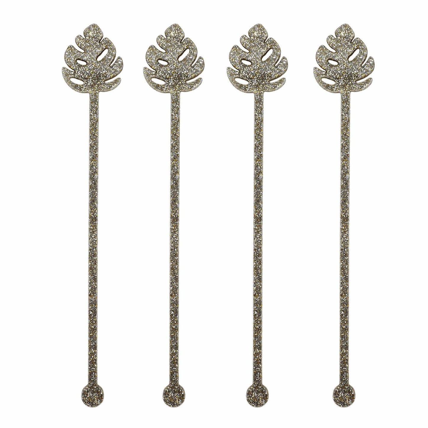Palm Leaf Glitter Acrylic Drink Stirrers (4 ct)