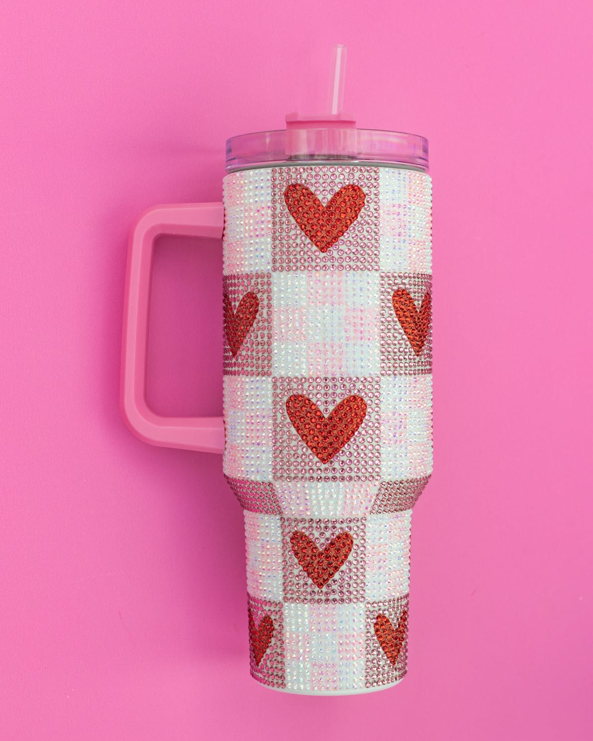 Rhinestone Hearts Stainless Steel Tumbler (Single or Set of 4)