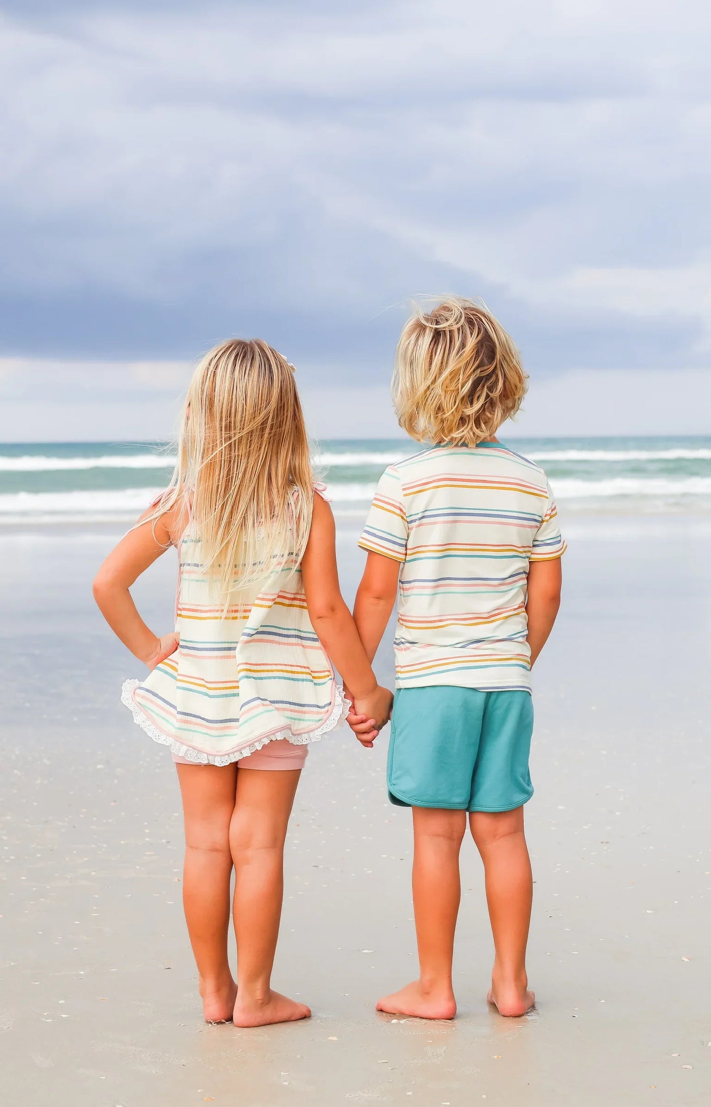 Girls Coastal Stripe Tank Top Set