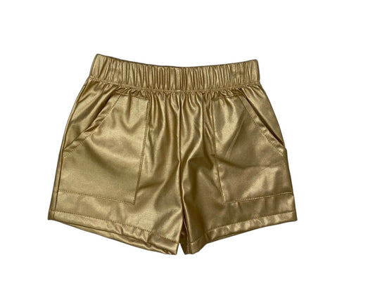 Faux Leather Shorts – Gold | Girls Metallic Everyday Shorts