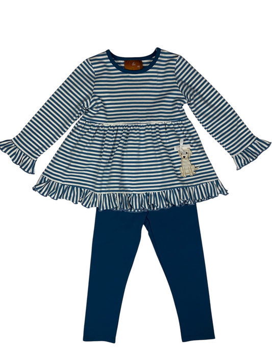 Penny the Puppy Legging Set – Girls Striped Dog Appliqué Outfit