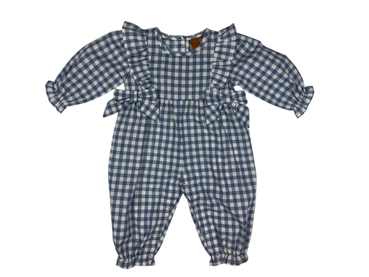 Evelyn Romper – Blue Gingham