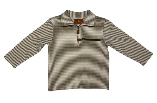 Kingston 1/4 Zip Pullover – Brown Stripe Boys Top