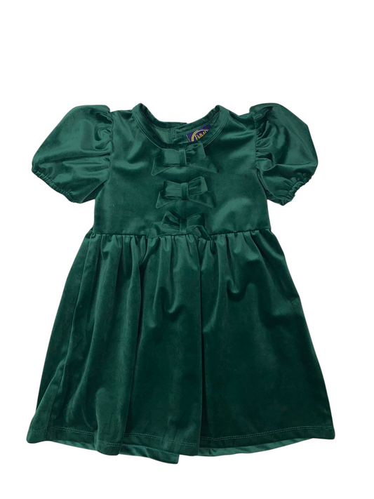 Emerald Velvet Bow Dress