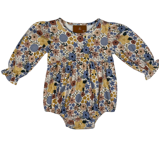 Blue Floral Long Sleeve Baby Bubble