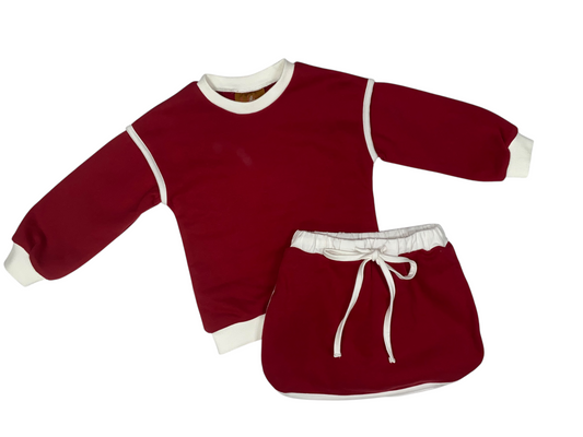Skort Set – Maroon & White Trim Girls Outfit